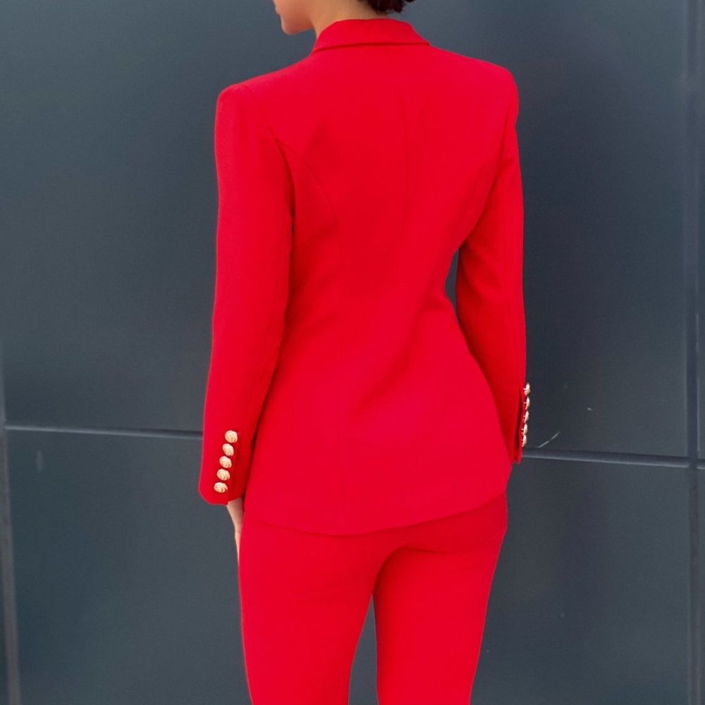 Double breasted jacket & pants Red suit w/buttons - Picture 8 of 14